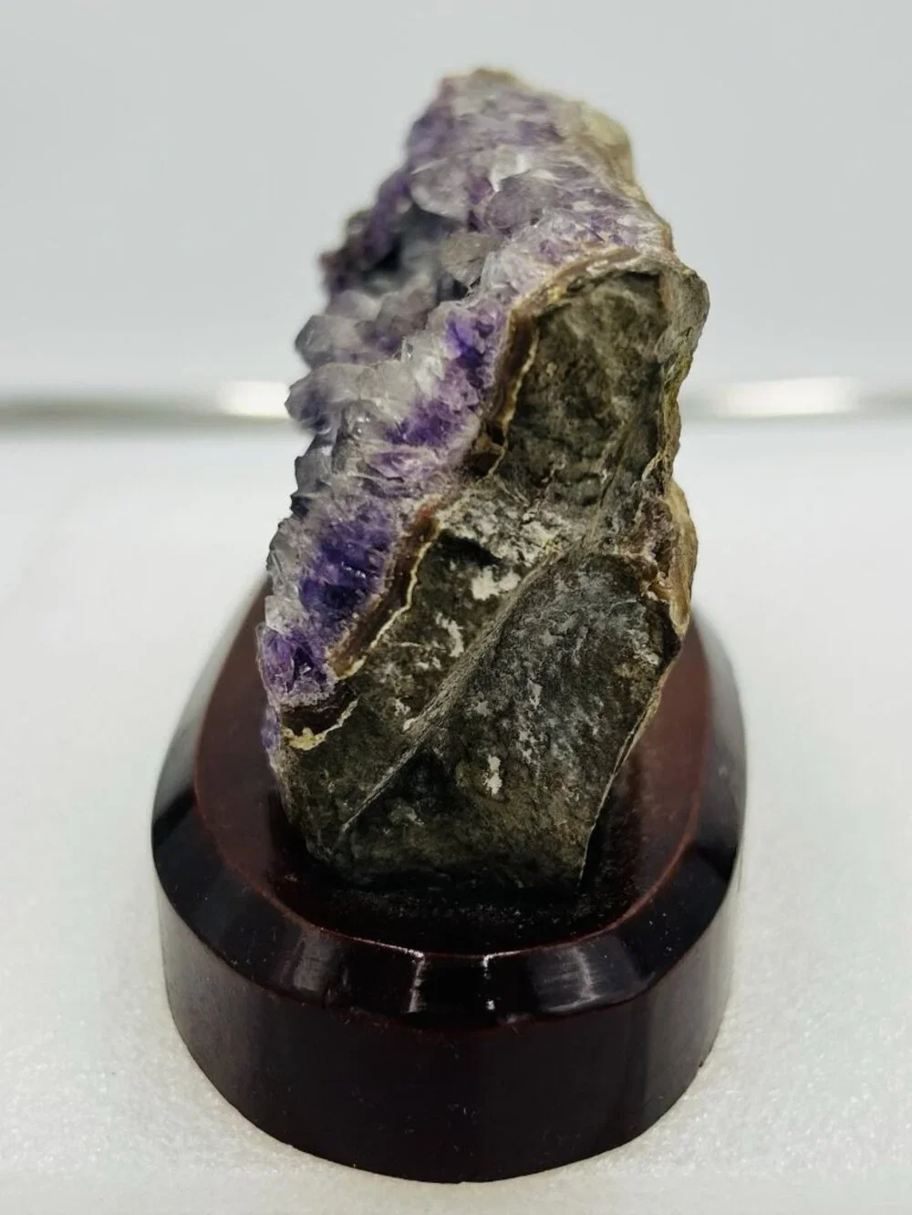 Amethyst Crystal Cluster Geode Decorator Piece on Display Stand Base Home Accent